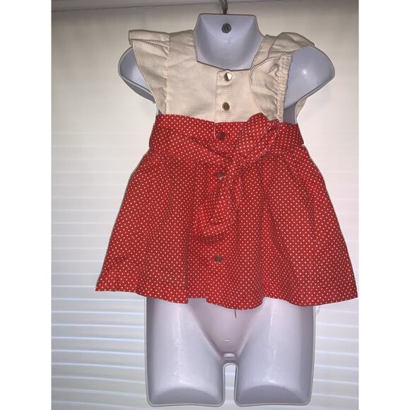 Vintage Kids Baby Walt Disney Productions Minnie & Mickey Mouse Red & Ivory 2T - Picture 2 of 12